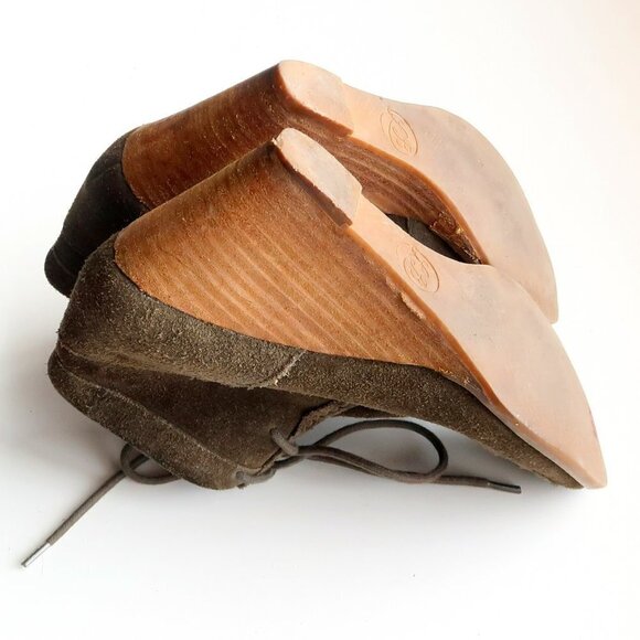 Lucky Brand Ysabel Military Green Lace-up Moc Toe Wedge Heel Ankle Boots Booties - Picture 13 of 16